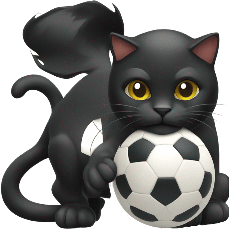 Black Cat with soccer ball emoji