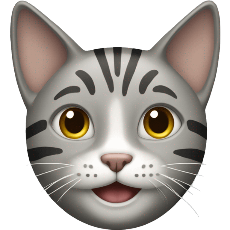 striped gray cat smiling emoji