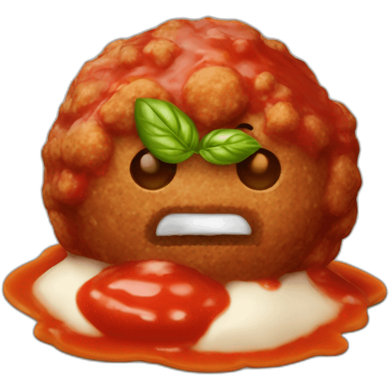 Meatball with tomato sauce and basil emoji