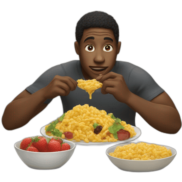 Black Guy eating with habds emoji