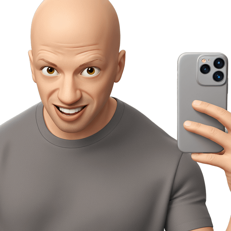 bald boy taking a selfie emoji