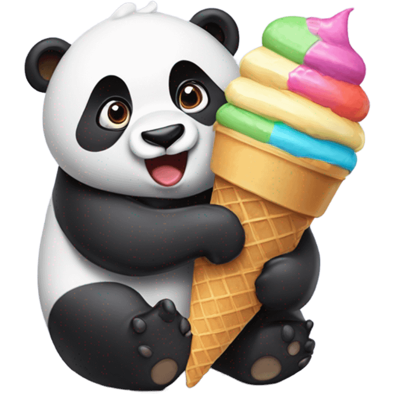 Panda eating ice cream emoji