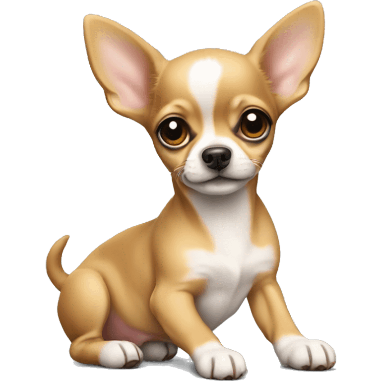 A full-length Chihuahua puppy is lying emoji