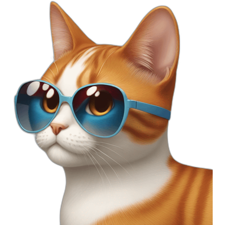 cat whit sunglasses and heels and red hair on top and blue paws emoji