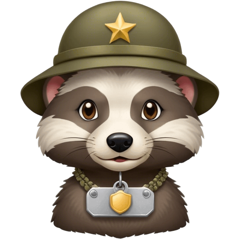 Honey badger waring army hat with dog tags  emoji