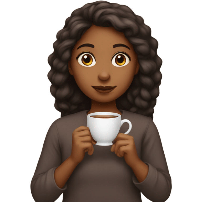 Brown girl holding tea cup emoji