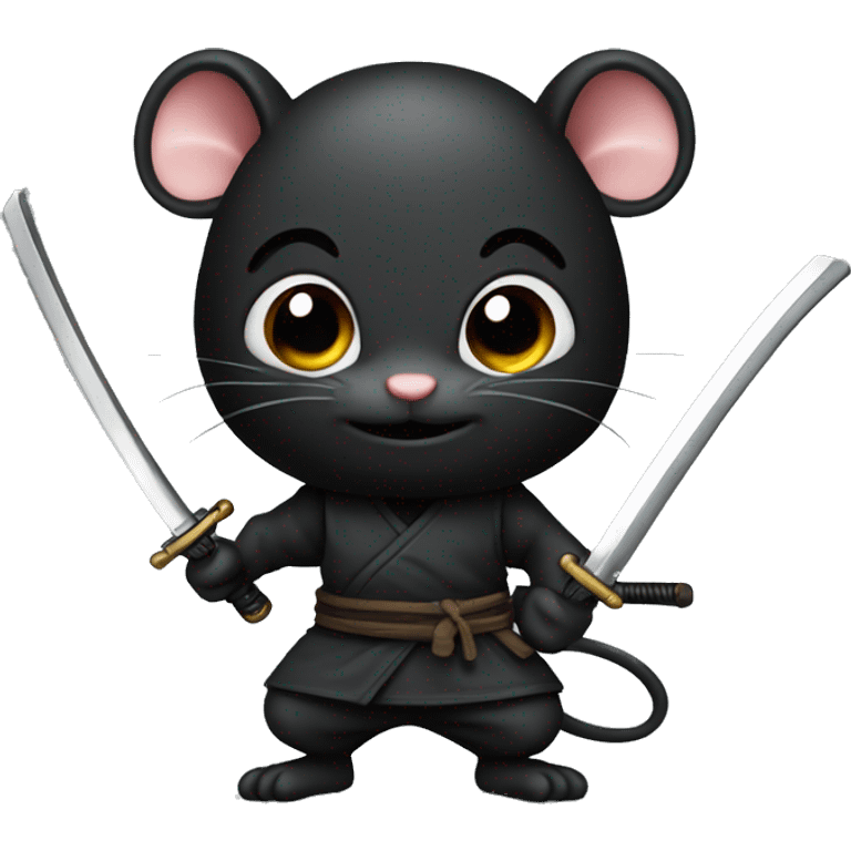 ninja black color rat with katana emoji