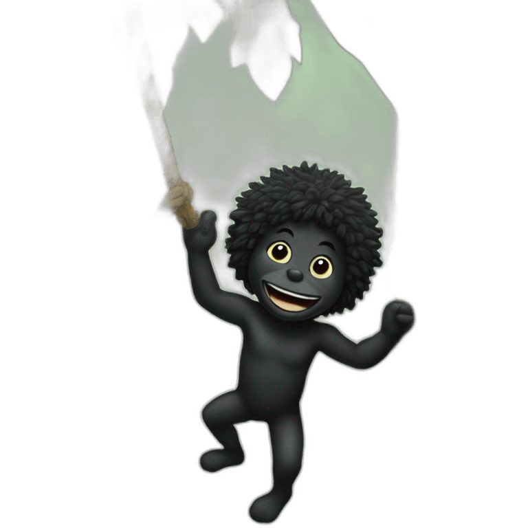 Gollywog climbing a tree with a rope emoji