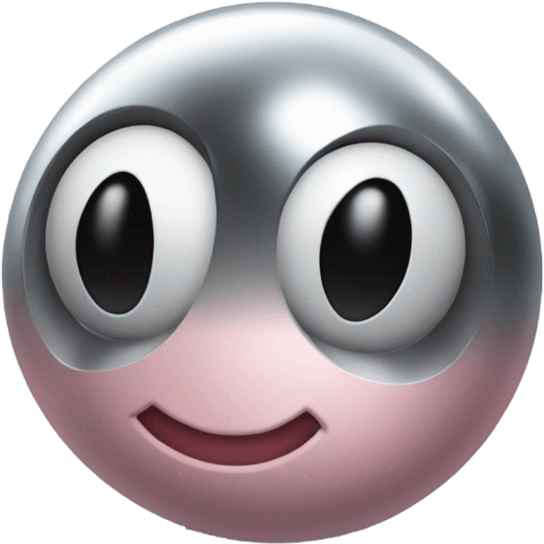 Metal cute black eyes Kirby ball driving on 4 car wheels emoji