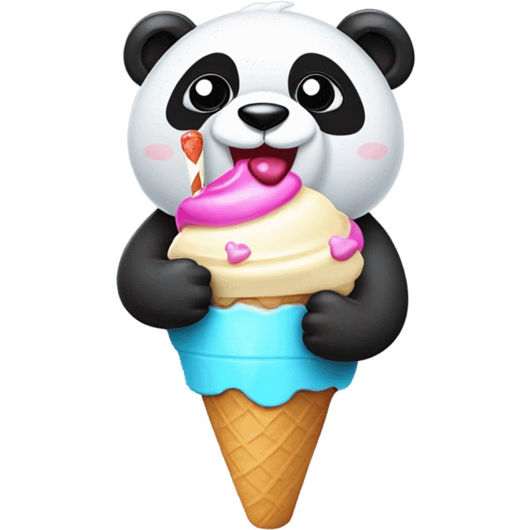 Panda eating ice cream emoji