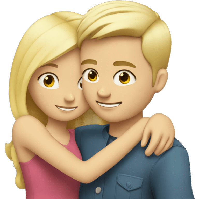 blonde girl hugging blonde boy emoji