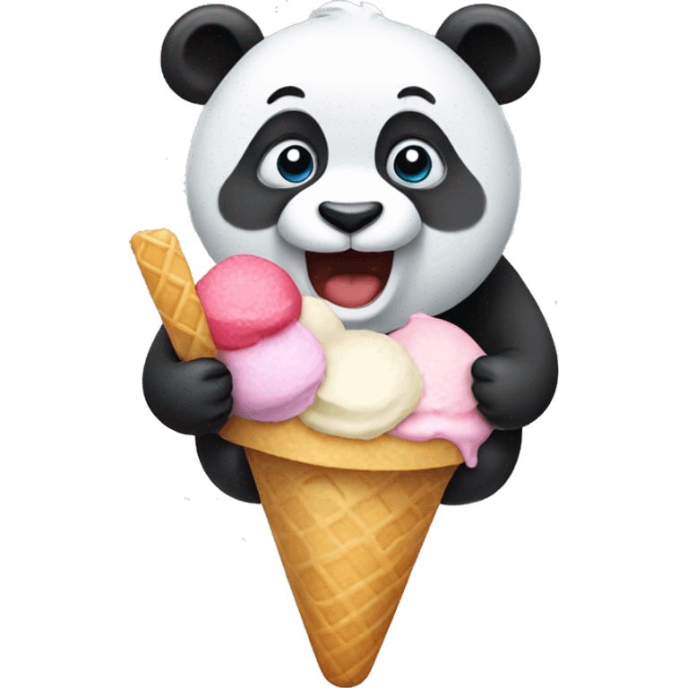 Panda eating ice cream emoji