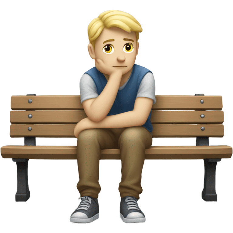 whirte skin person thinking on bench emoji