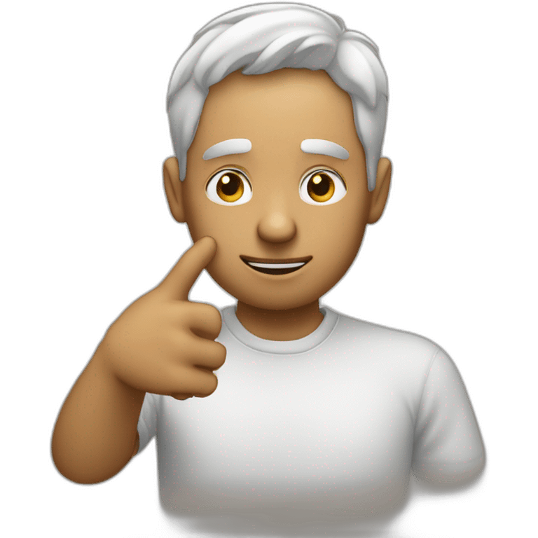 Man pointing to his head with his index finger while closing his eyes emoji