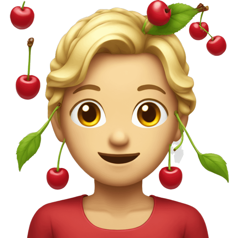 Cherries with bow around it emoji