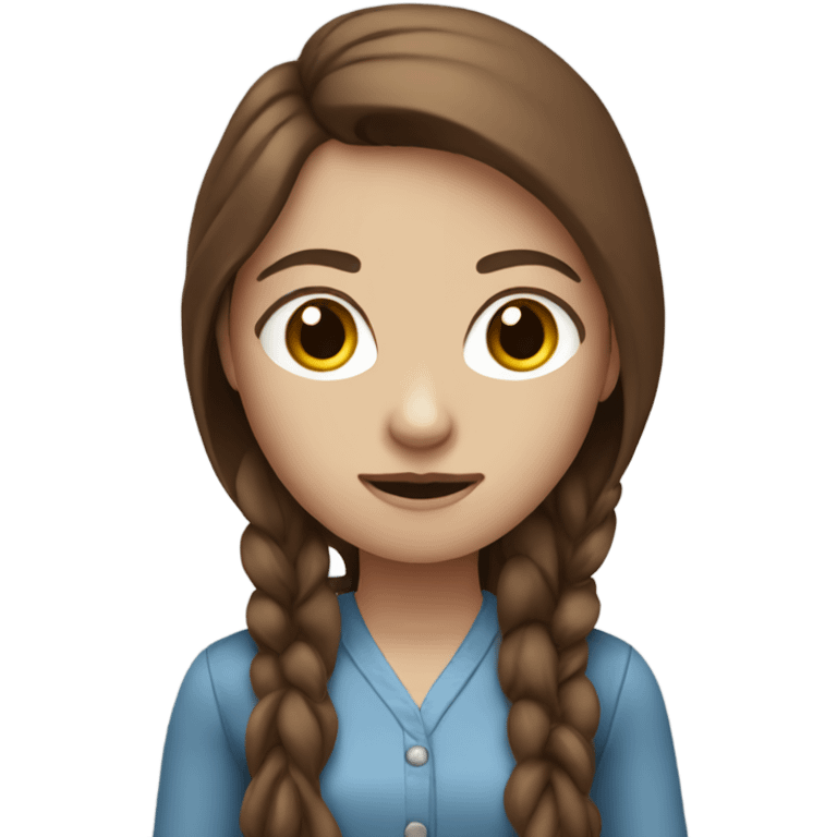 it's the normal emoji standing woman but she is white, blue eyed, with long brown hair emoji