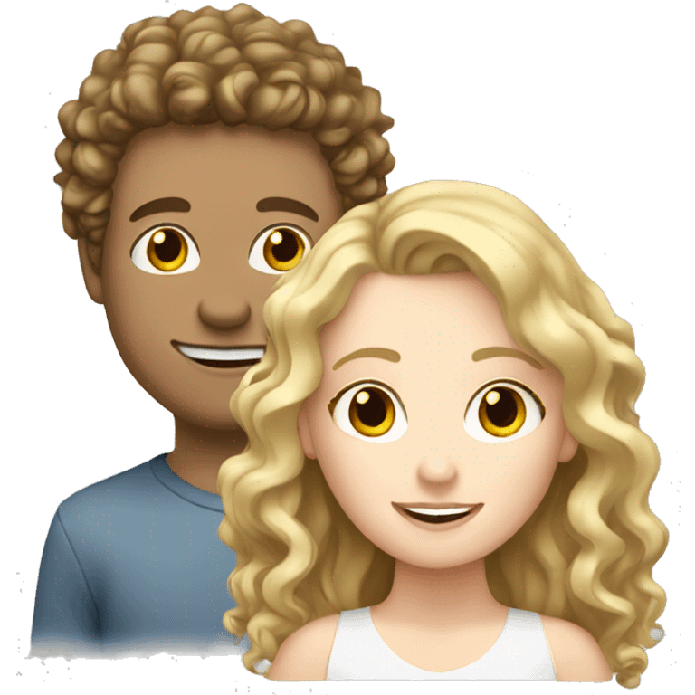 blonde white girl with  curly brunette haired white boy  emoji