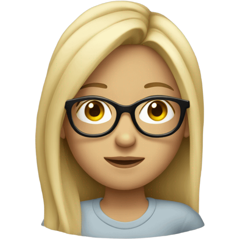 A blonde girl with long hair and glasses emoji