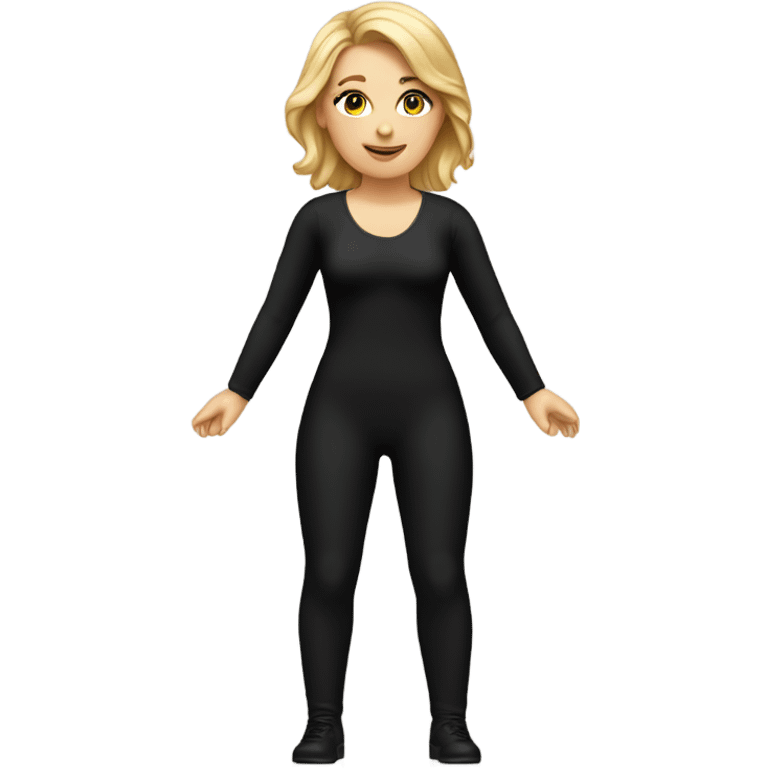 White girl wearing a black bodysuit full body emoji