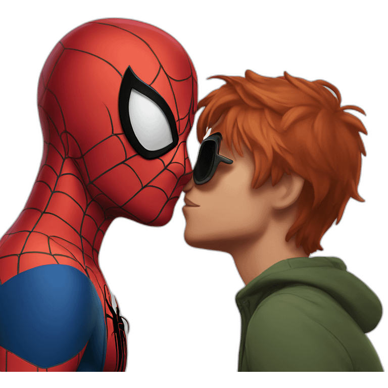 Wonderdoman kissing spiderman emoji