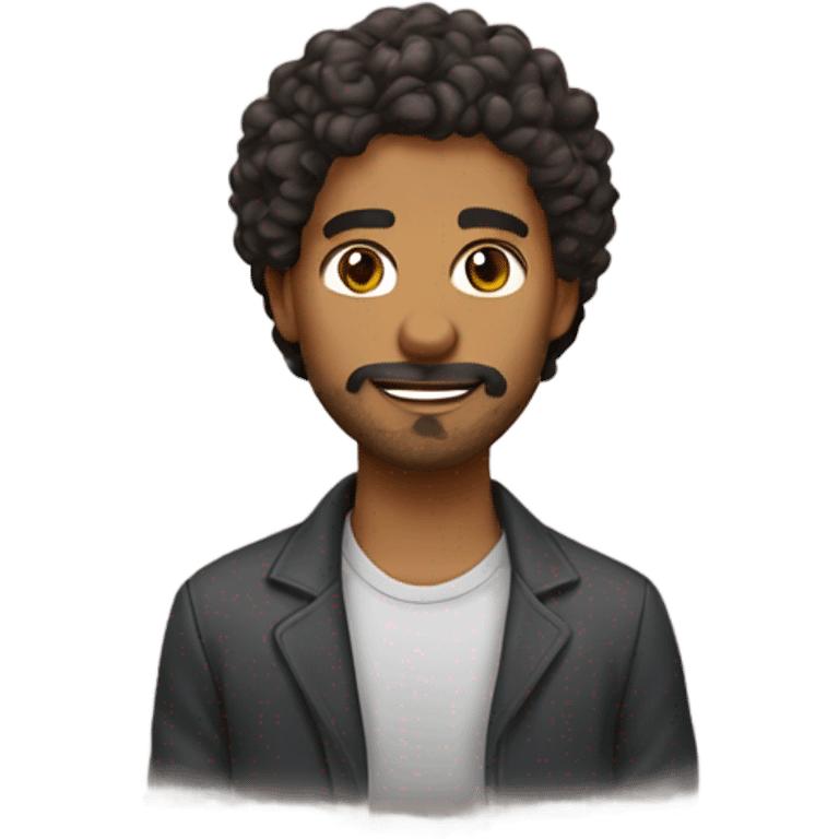 brown man with facial hair and short curly hair emoji