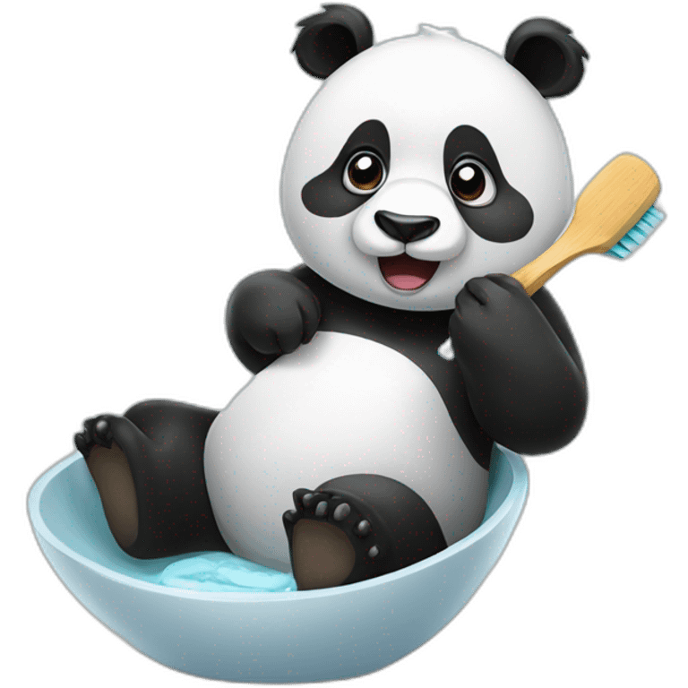 Panda brushing teeth emoji