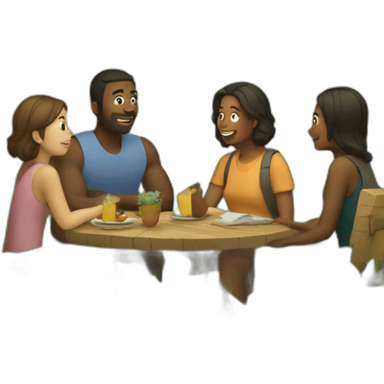 group of people talking in nature emoji