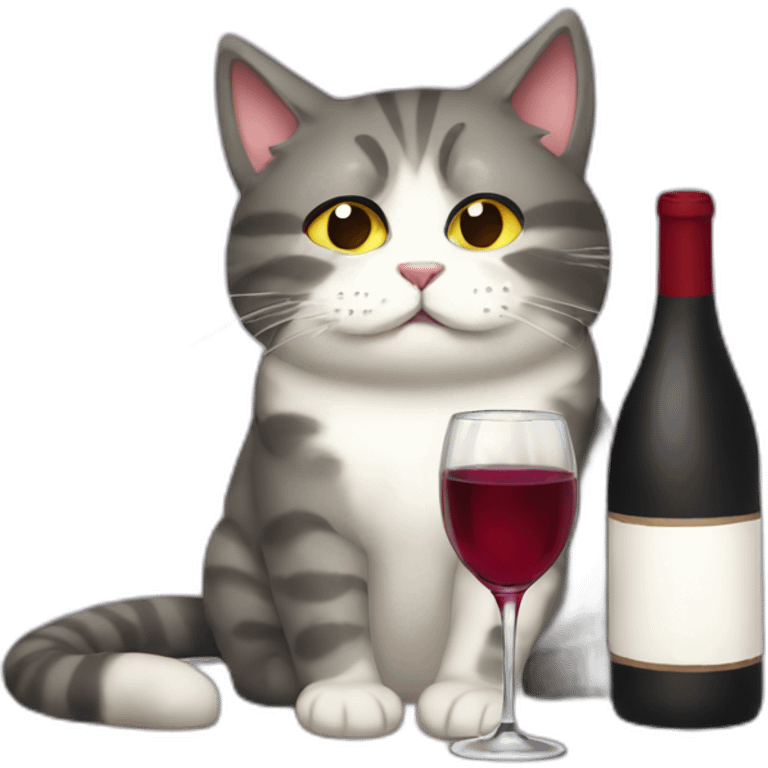 depressed tired kitty drinking wine emoji