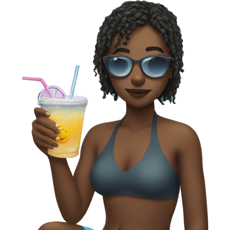 girl at the pool with drink in hand  emoji