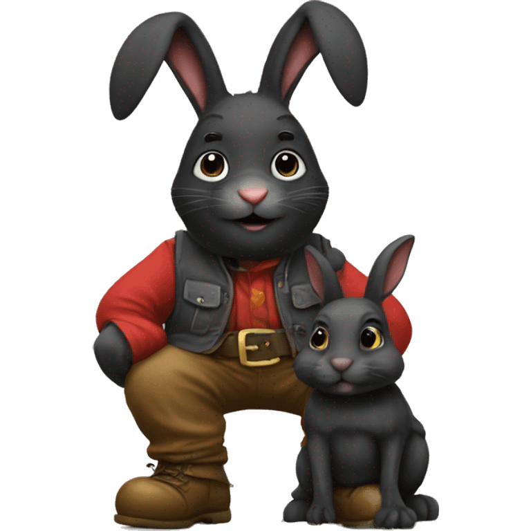 Black bunny and a gnome emoji