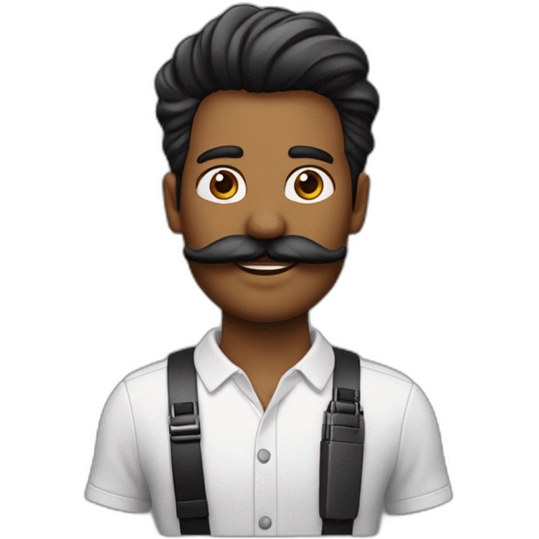 Homme avec les cheveux noirs et une moustache en brosse meusurant 2 cm emoji