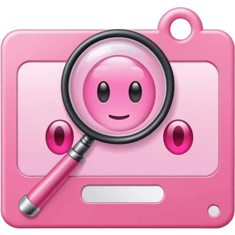 pink magnifying glass on the pink ID card emoji