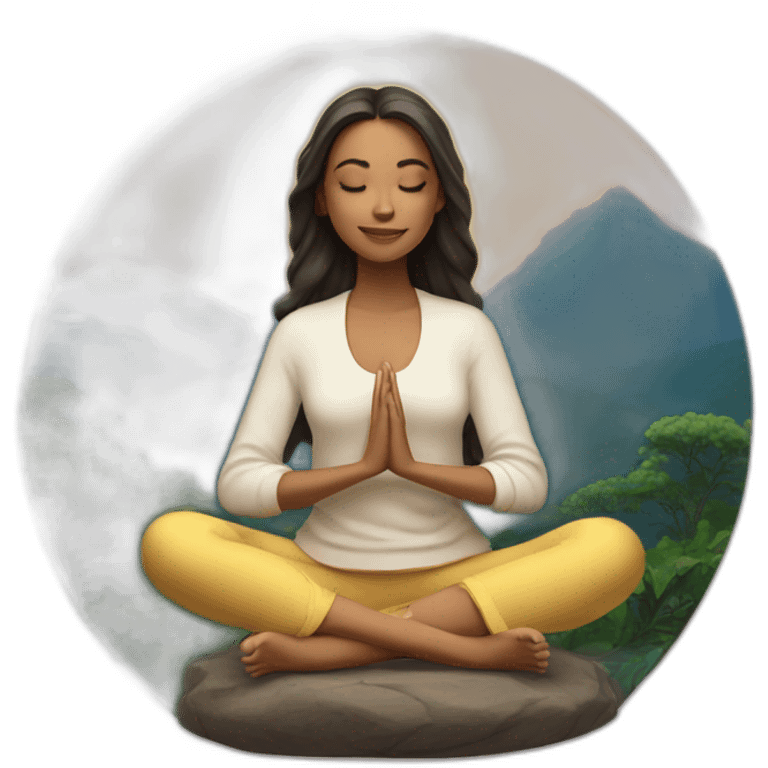 menina meditando e passando gloss emoji