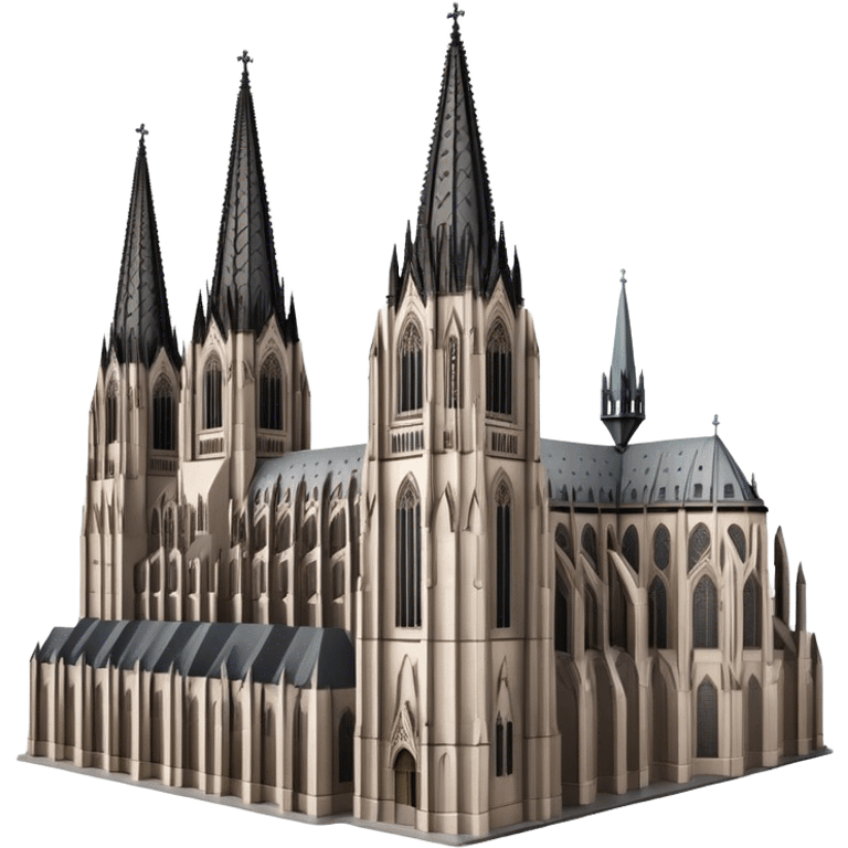 Cinematic Realistic Cologne Cathedral Landmark Emoji, showcasing Gothic architecture rendered with detailed stone textures and majestic, dynamic lighting. emoji