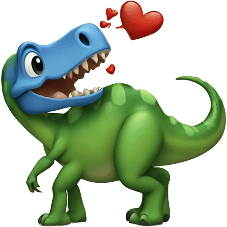 A dinosaur kissing an ant  emoji