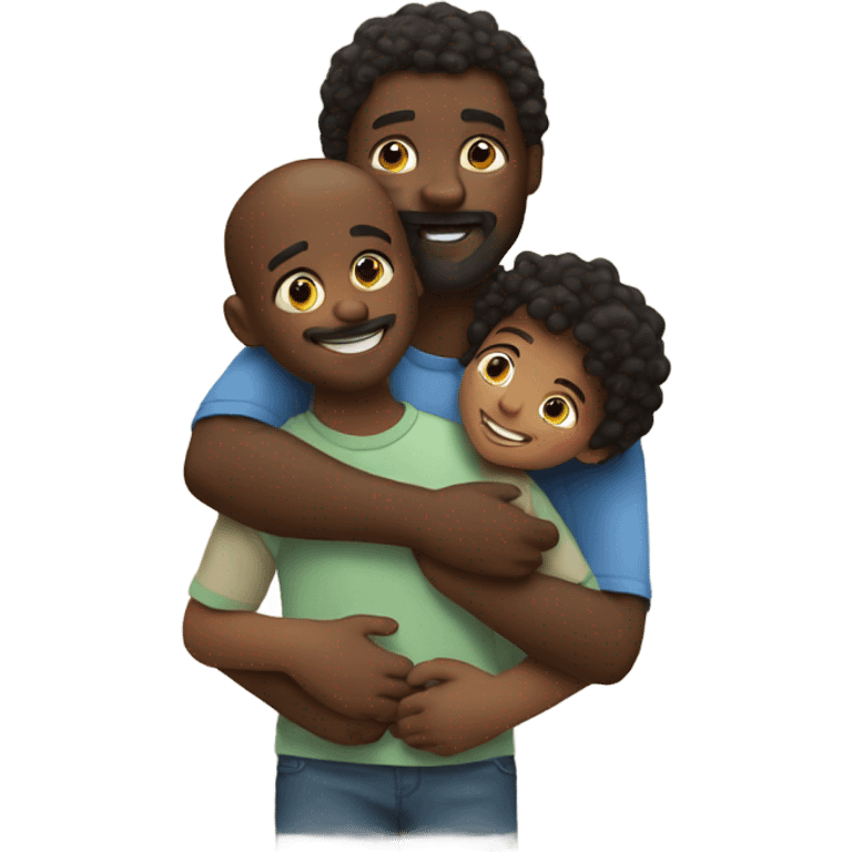 Black father hugging his children emoji