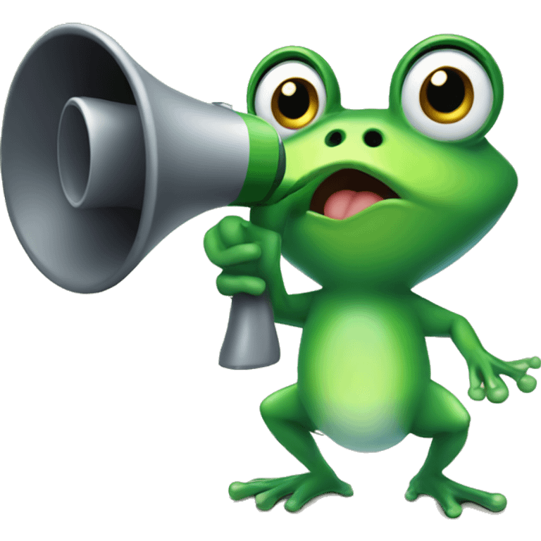 cute frog holding a megaphone emoji