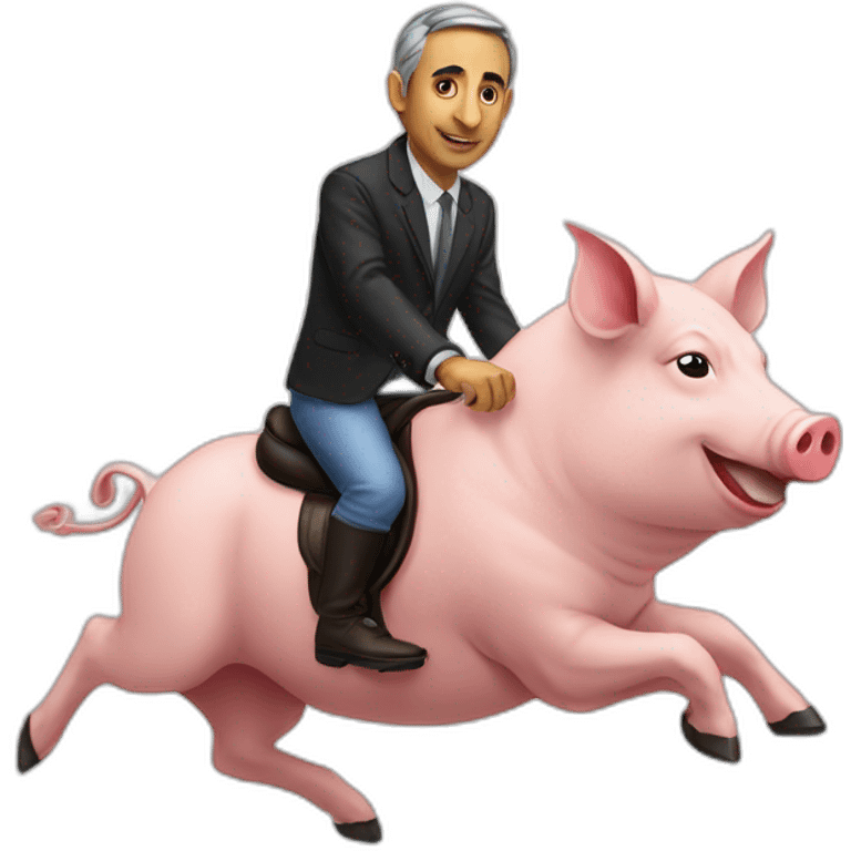 zemmour riding a pig emoji