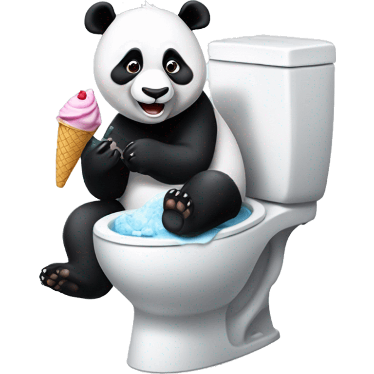 Panda eating ice cream on the toilet emoji