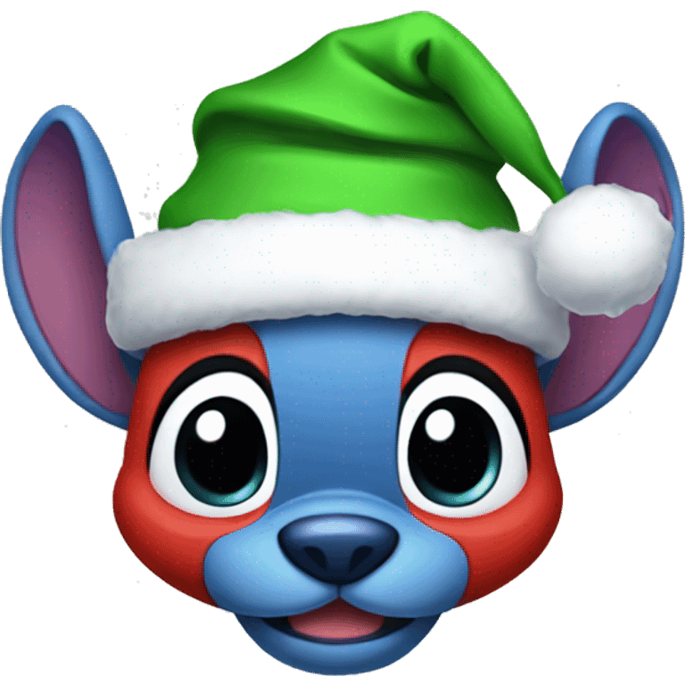 Stitch wearing a Christmas hat emoji