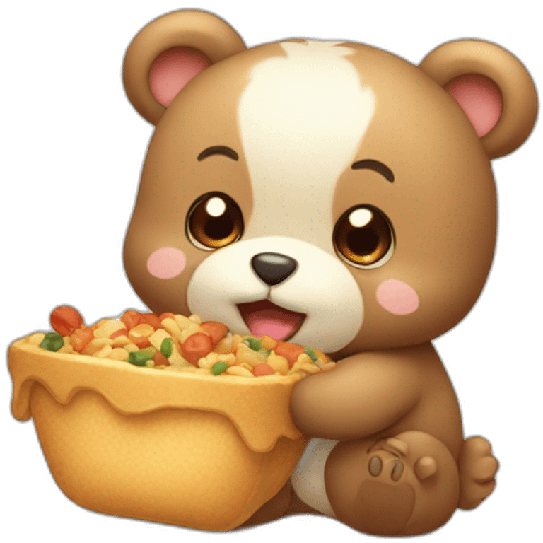 cute bear eating lots of food emoji