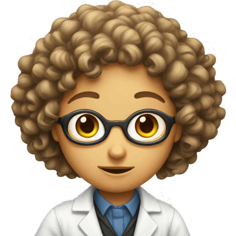 Curly cientific and investigator girl  emoji