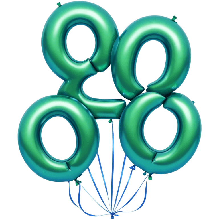 deep green aesthetic  letter, three metallic blue balloons  emoji