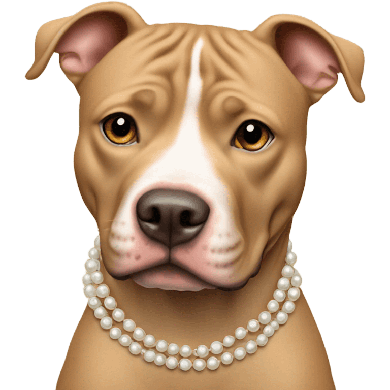 Tan Pitbull wearing pearls emoji