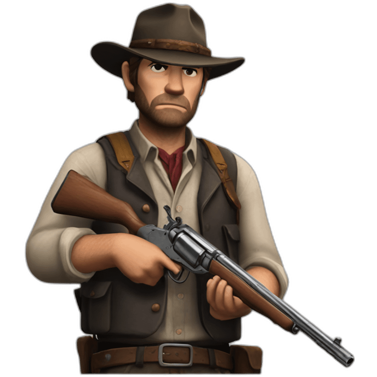 Arthur morgan énervé avec un fusil emoji