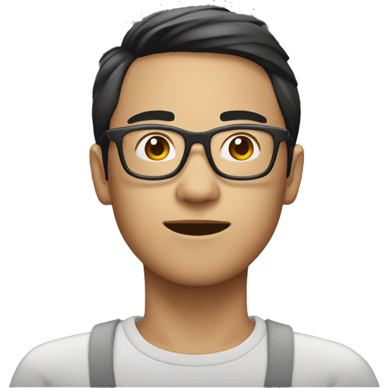 young Asian man with glasses and longish hai emoji