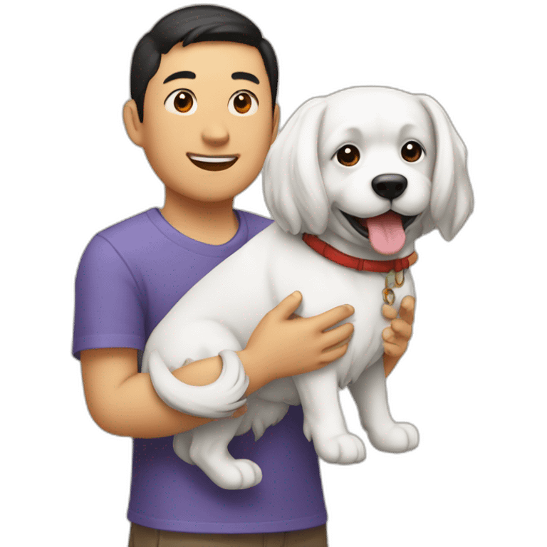 asiatique avec un chien emoji