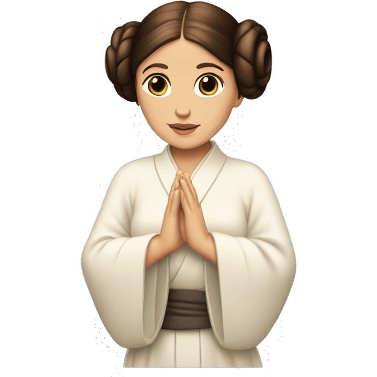 Princess Leia with pray hands emoji