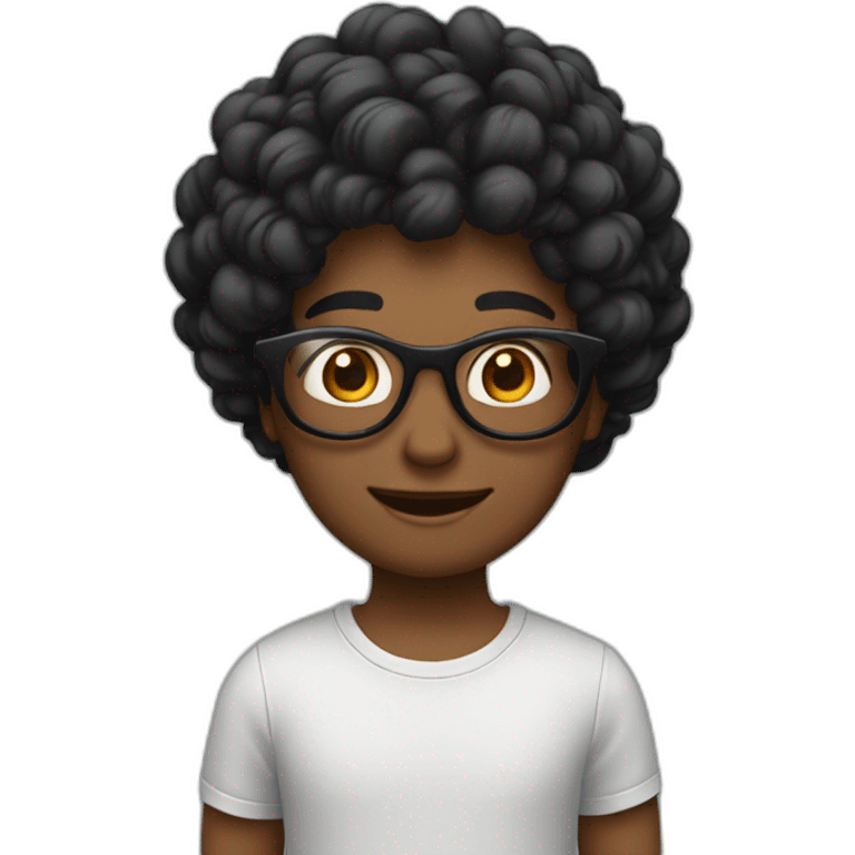 um rapaz com óculos quadrado, cabelo preto emoji