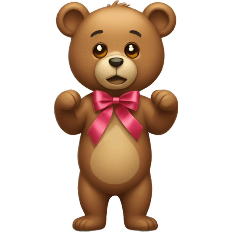 a bear with a ribbon on it emoji